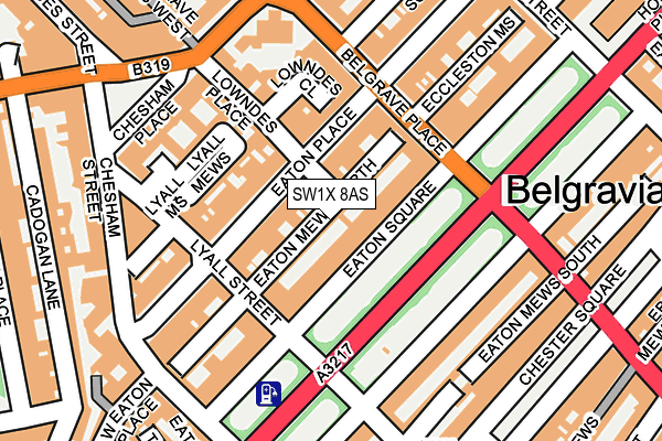 SW1X 8AS map - OS OpenMap – Local (Ordnance Survey)