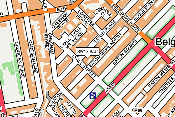 SW1X 8AU map - OS OpenMap – Local (Ordnance Survey)
