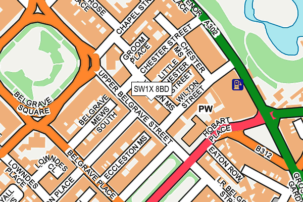 SW1X 8BD map - OS OpenMap – Local (Ordnance Survey)