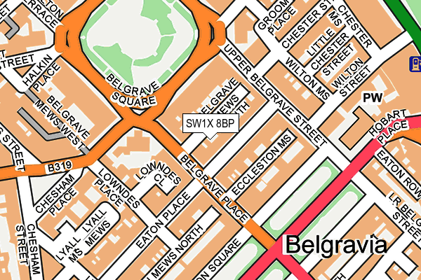 SW1X 8BP map - OS OpenMap – Local (Ordnance Survey)