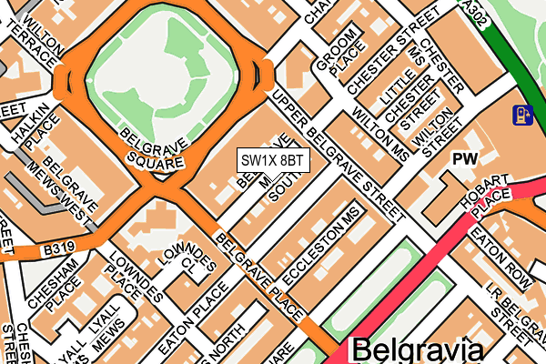 SW1X 8BT map - OS OpenMap – Local (Ordnance Survey)