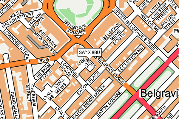 SW1X 8BU map - OS OpenMap – Local (Ordnance Survey)
