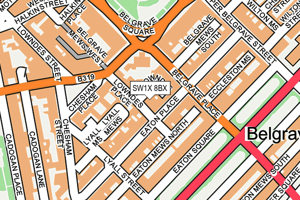 SW1X 8BX map - OS OpenMap – Local (Ordnance Survey)