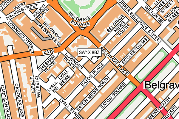 SW1X 8BZ map - OS OpenMap – Local (Ordnance Survey)