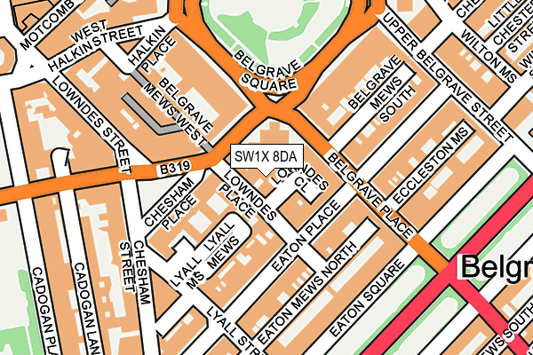 SW1X 8DA map - OS OpenMap – Local (Ordnance Survey)