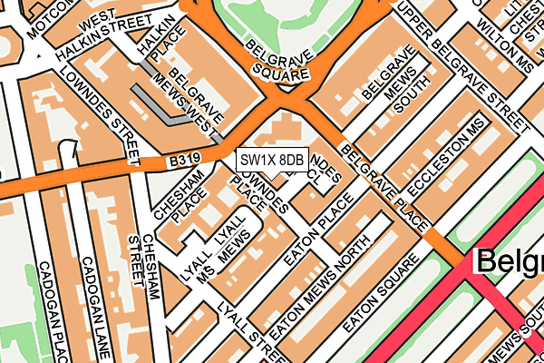 SW1X 8DB map - OS OpenMap – Local (Ordnance Survey)