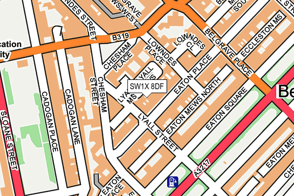 SW1X 8DF map - OS OpenMap – Local (Ordnance Survey)