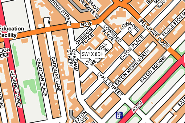 SW1X 8DH map - OS OpenMap – Local (Ordnance Survey)