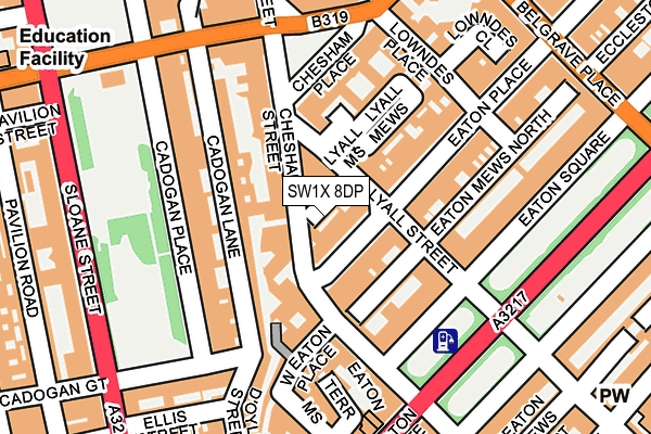 SW1X 8DP map - OS OpenMap – Local (Ordnance Survey)