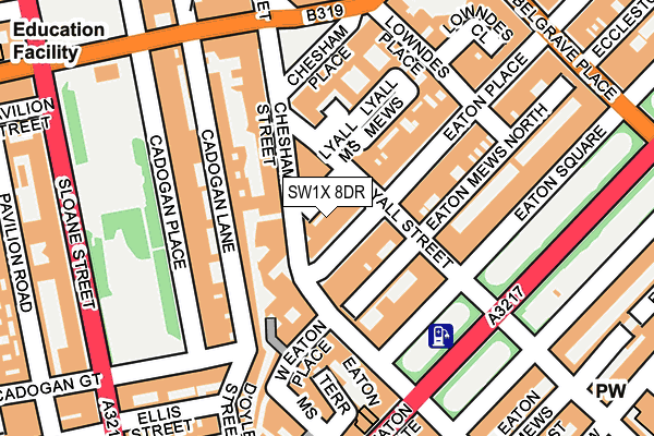 SW1X 8DR map - OS OpenMap – Local (Ordnance Survey)