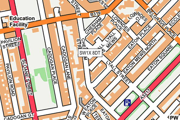 SW1X 8DT map - OS OpenMap – Local (Ordnance Survey)