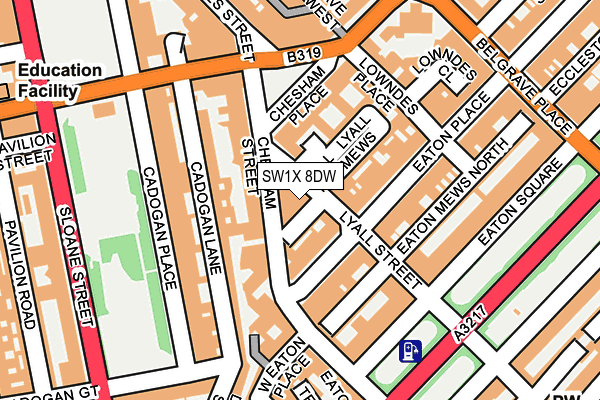 SW1X 8DW map - OS OpenMap – Local (Ordnance Survey)