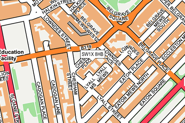 SW1X 8HB map - OS OpenMap – Local (Ordnance Survey)