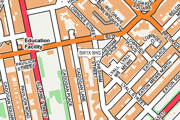 SW1X 8HG map - OS OpenMap – Local (Ordnance Survey)