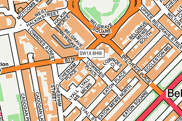 SW1X 8HW map - OS OpenMap – Local (Ordnance Survey)