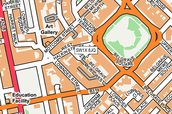 SW1X 8JQ map - OS OpenMap – Local (Ordnance Survey)
