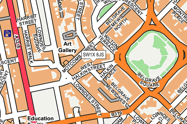SW1X 8JS map - OS OpenMap – Local (Ordnance Survey)