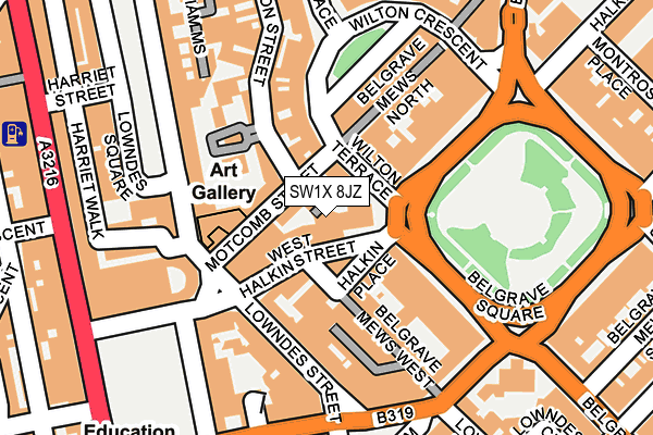 SW1X 8JZ map - OS OpenMap – Local (Ordnance Survey)