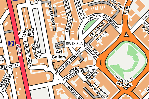 SW1X 8LA map - OS OpenMap – Local (Ordnance Survey)
