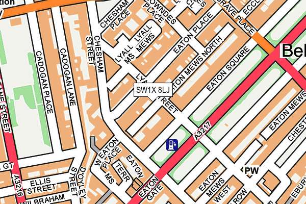SW1X 8LJ map - OS OpenMap – Local (Ordnance Survey)