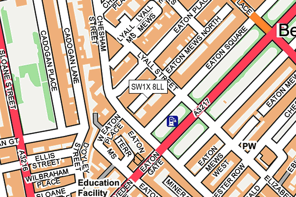 SW1X 8LL map - OS OpenMap – Local (Ordnance Survey)