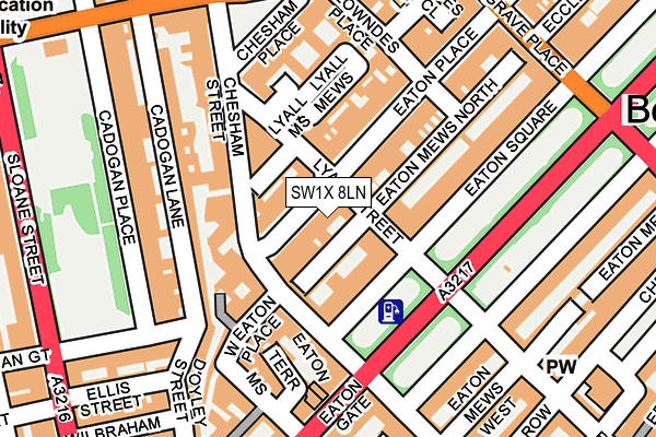 SW1X 8LN map - OS OpenMap – Local (Ordnance Survey)