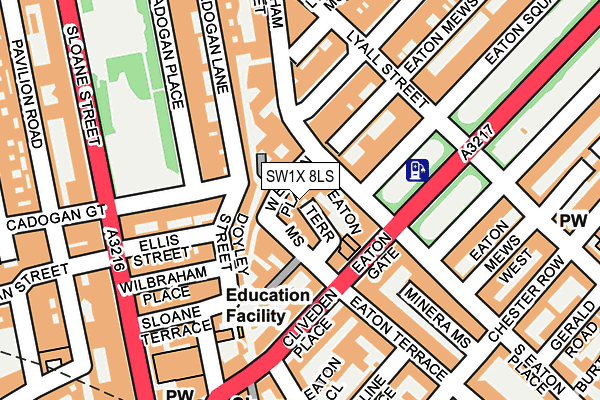 SW1X 8LS map - OS OpenMap – Local (Ordnance Survey)