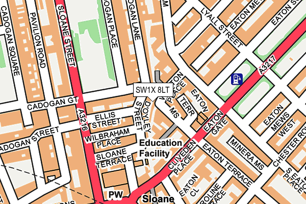 SW1X 8LT map - OS OpenMap – Local (Ordnance Survey)