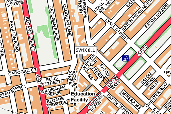 SW1X 8LU map - OS OpenMap – Local (Ordnance Survey)