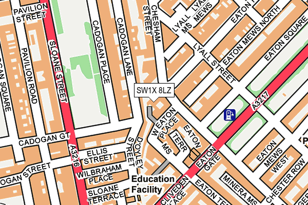SW1X 8LZ map - OS OpenMap – Local (Ordnance Survey)