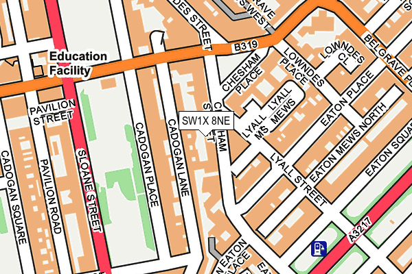 SW1X 8NE map - OS OpenMap – Local (Ordnance Survey)