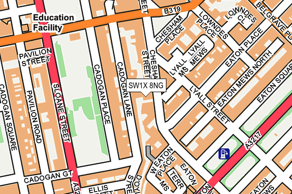 SW1X 8NG map - OS OpenMap – Local (Ordnance Survey)