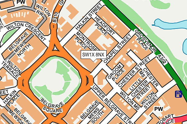SW1X 8NX map - OS OpenMap – Local (Ordnance Survey)
