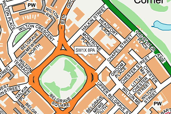 SW1X 8PA map - OS OpenMap – Local (Ordnance Survey)