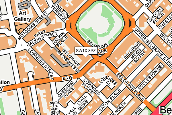 SW1X 8PZ map - OS OpenMap – Local (Ordnance Survey)