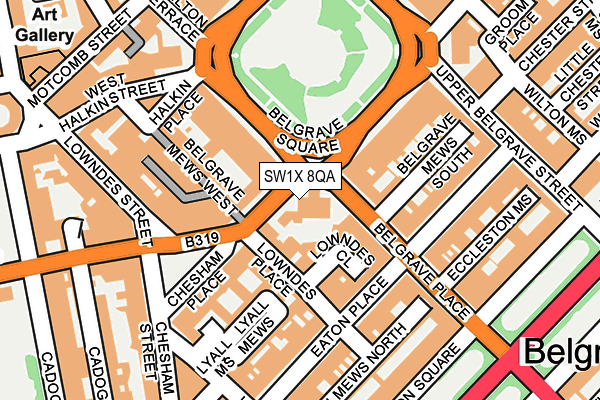 SW1X 8QA map - OS OpenMap – Local (Ordnance Survey)