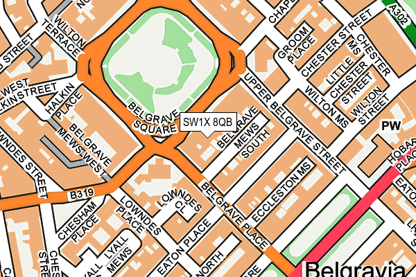 SW1X 8QB map - OS OpenMap – Local (Ordnance Survey)