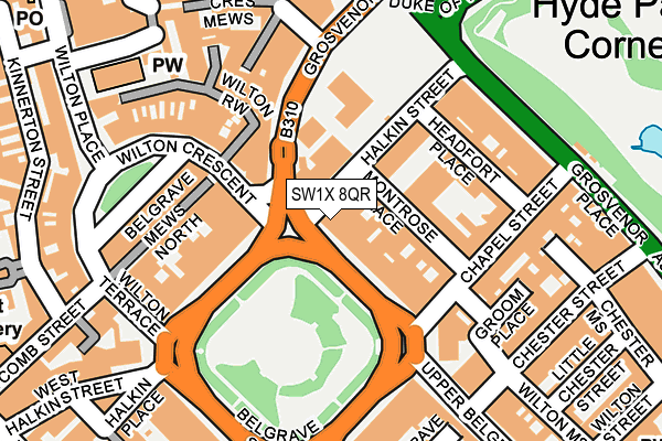 SW1X 8QR map - OS OpenMap – Local (Ordnance Survey)