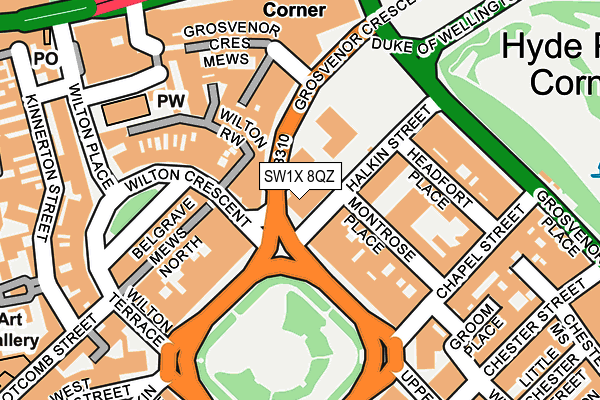 SW1X 8QZ map - OS OpenMap – Local (Ordnance Survey)
