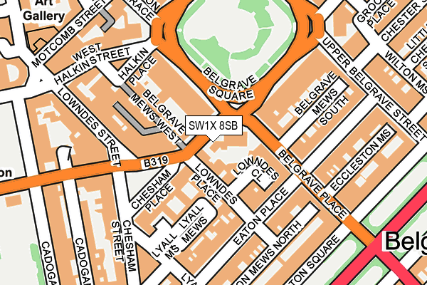 SW1X 8SB map - OS OpenMap – Local (Ordnance Survey)