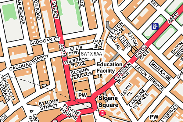 SW1X 9AA map - OS OpenMap – Local (Ordnance Survey)