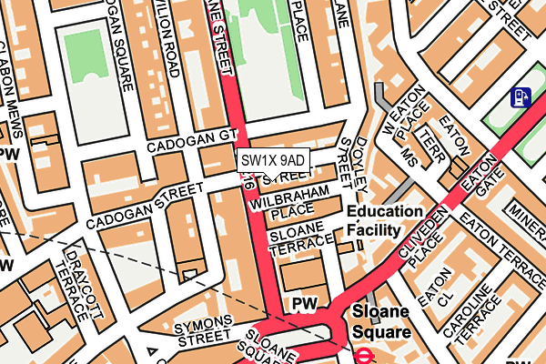 SW1X 9AD map - OS OpenMap – Local (Ordnance Survey)