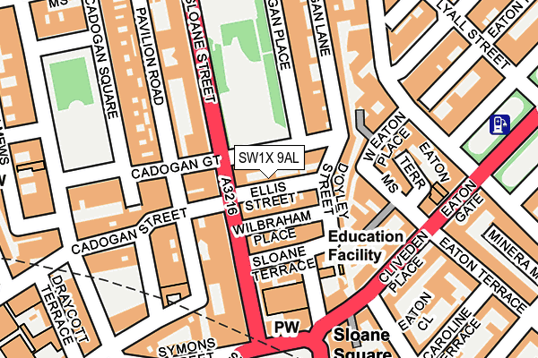 SW1X 9AL map - OS OpenMap – Local (Ordnance Survey)