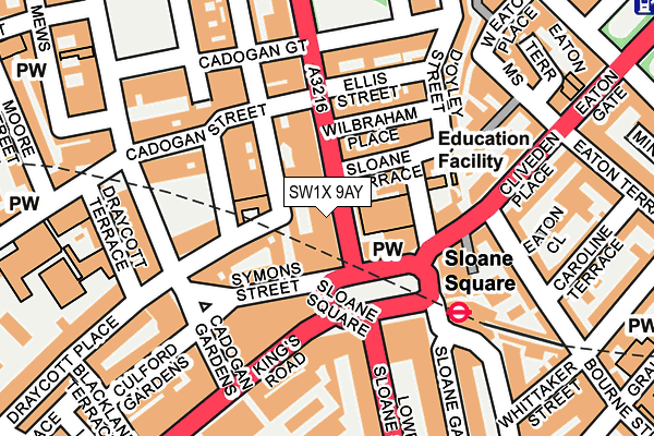 SW1X 9AY map - OS OpenMap – Local (Ordnance Survey)