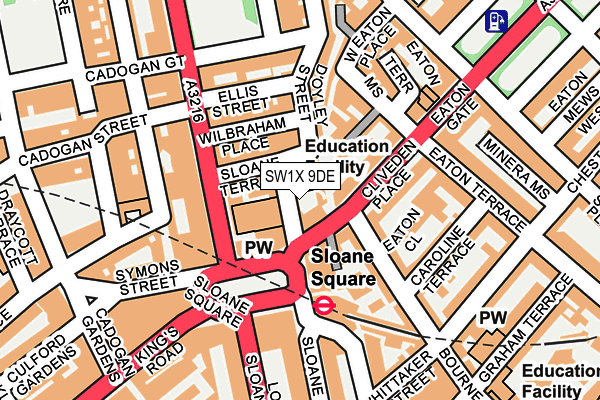 SW1X 9DE map - OS OpenMap – Local (Ordnance Survey)