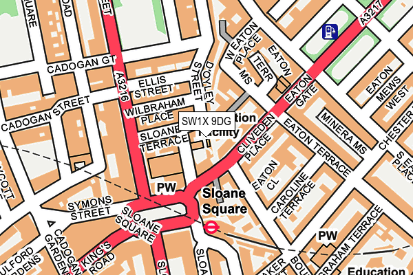 SW1X 9DG map - OS OpenMap – Local (Ordnance Survey)