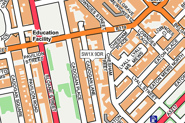 SW1X 9DR map - OS OpenMap – Local (Ordnance Survey)