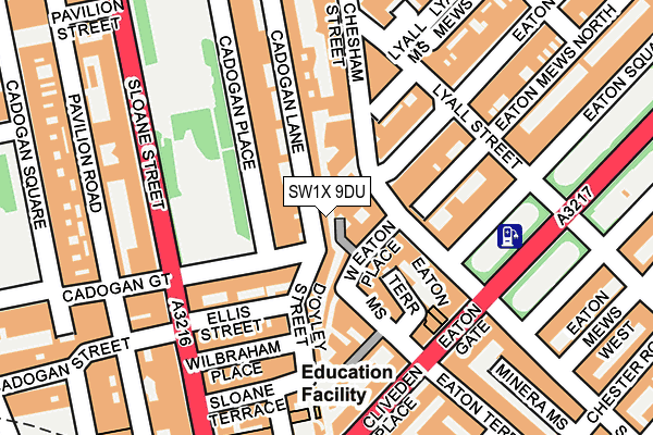 SW1X 9DU map - OS OpenMap – Local (Ordnance Survey)