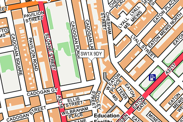 SW1X 9DY map - OS OpenMap – Local (Ordnance Survey)