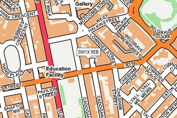 SW1X 9EB map - OS OpenMap – Local (Ordnance Survey)